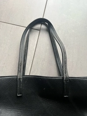 Schwarzer Leder Shopper   Große Handtasche Tote Bag elegant Bild 5