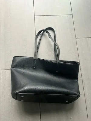 Schwarzer Leder Shopper   Große Handtasche Tote Bag elegant Bild 8
