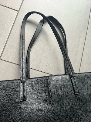 Schwarzer Leder Shopper   Große Handtasche Tote Bag elegant Bild 9