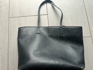 Schwarzer Leder Shopper   Große Handtasche Tote Bag elegant Bild 7