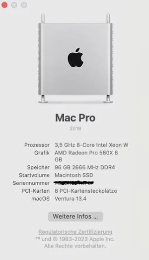 Apple Mac Pro late 2019 3,5Ghz 8 TB SSD Raid 2 Grafikkarten 10TB Bild 6