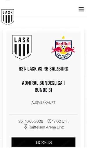 ticket Lask linz vs RB salzburg Bild 2