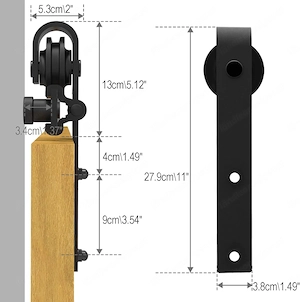Schiebetürbeschlag Set 182cm Schiebetürsystem Schwarz Bild 2