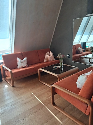 Sitzgruppe im Rolf Benz Stil 80er 90er Nussbaum Alcantara Bild 3