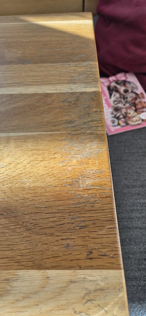 Küchentisch Säulentisch - ausziehbar - Vollholz - Tischplatte restaurationsbedürftig Bild 4
