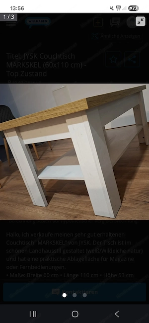 JYSK Couchtisch MARKSKEL (60x110 cm) - Top Zustand Bild 2