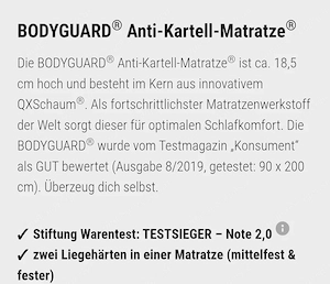 80x200 cm Bodygard Antikartell-Matratze von Bett 1 Bild 5