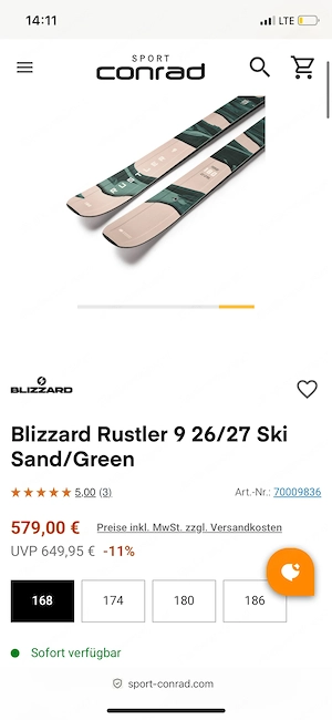 Neue Blizzard Rustler 9 168 cm inkl. Bindung Bild 2