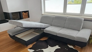 Couch ausziehbar, Schlafsofa, auklappbarer Bettkasten Bild 3