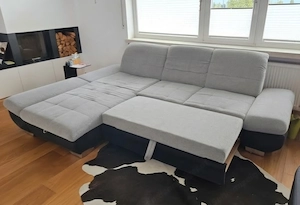 Couch ausziehbar, Schlafsofa, auklappbarer Bettkasten Bild 2