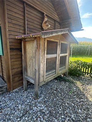 Großer massiver, handgemachter Kleintierstall   Hühnerstall   Hasenstall - 220   210   70 cm - Holz Bild 5