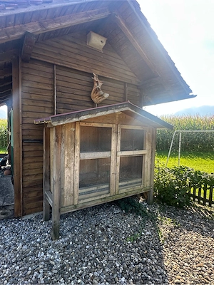 Großer massiver, handgemachter Kleintierstall   Hühnerstall   Hasenstall - 220   210   70 cm - Holz Bild 4
