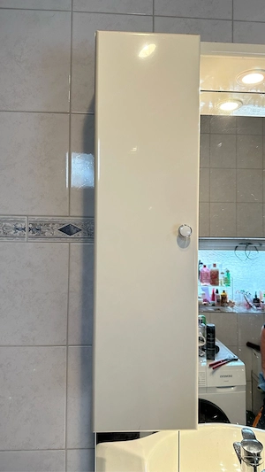 Badezimmer-Waschtisch mit Unterschrank und Spiegelschrank   Weiß Bild 3