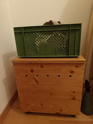 Wurmkiste mit Rollen, Würmern und Zubehör Bild 5