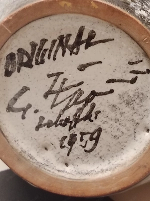 Gustav Spörri Vase Fischmaul Vase Keramik signiert 1959 Bild 4