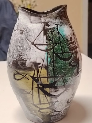 Gustav Spörri Vase Fischmaul Vase Keramik signiert 1959 Bild 2
