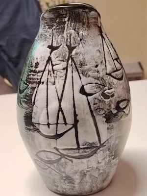 Gustav Spörri Vase Fischmaul Vase Keramik signiert 1959 Bild 3