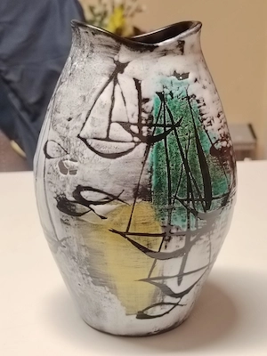 Gustav Spörri Vase Fischmaul Vase Keramik signiert 1959
