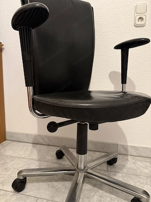 2 Bürostühle Züco - echt Leder schwarz Bild 2