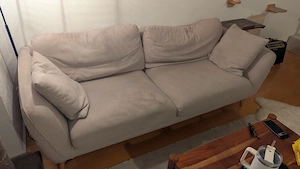 Großes 2-Sitzer Sofa hellgrau  beige, Holzfüße, ca. 200 cm Bild 3