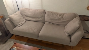 Großes 2-Sitzer Sofa hellgrau  beige, Holzfüße, ca. 200 cm Bild 2