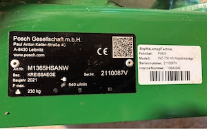 Posch Wippkreissäge WZ-700 HS Zapfwelle Bild 3