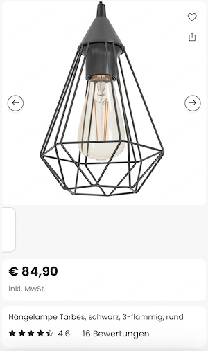 Pendelleuchte EGLO Trabes Schwarz Metall Bild 3