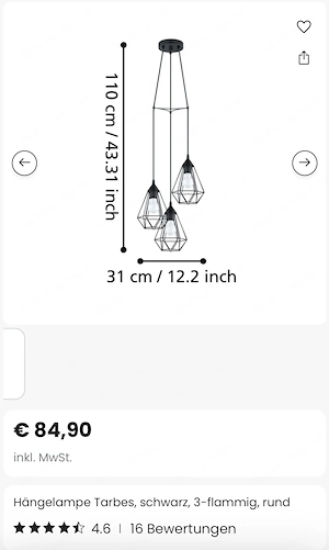 Pendelleuchte EGLO Trabes Schwarz Metall Bild 4