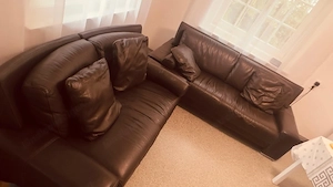 J H Hicolity   Nicoletti Home   italienisches Designer-Ledersofa Set, 2er + 3er, braun Bild 2