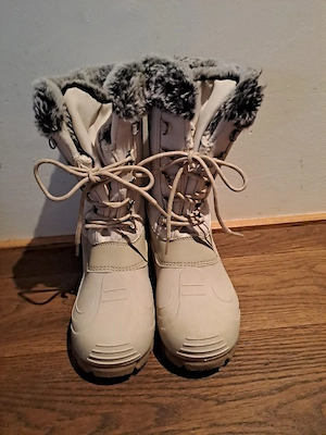 Beige Winterstiefel mit Kunstfell Damen Kinder Bild 3