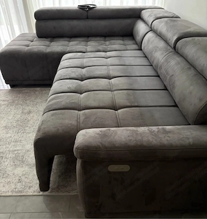 Ecksofa hellgrau mit Schlafunktion Bild 3