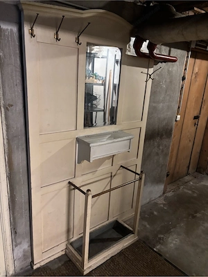 Vintage-Wandgarderobe mit Spiegel und Schirmständer Bild 2