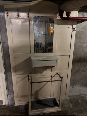 Vintage-Wandgarderobe mit Spiegel und Schirmständer Bild 4