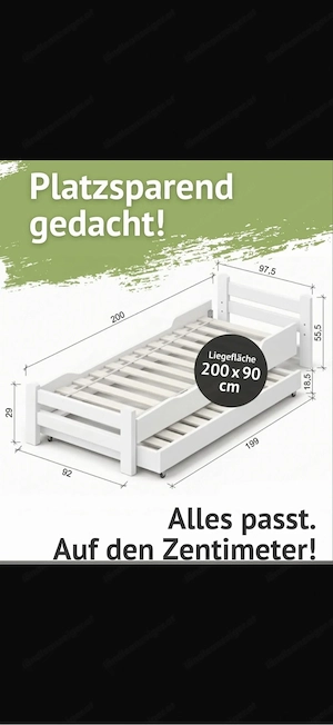 Jugendbett weiß Buche Bild 4
