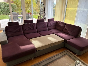 Wohnlandschaft in Webstoff Aubergine Bild 2
