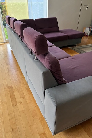 Wohnlandschaft in Webstoff Aubergine Bild 4