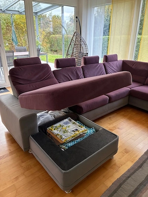 Wohnlandschaft in Webstoff Aubergine Bild 3