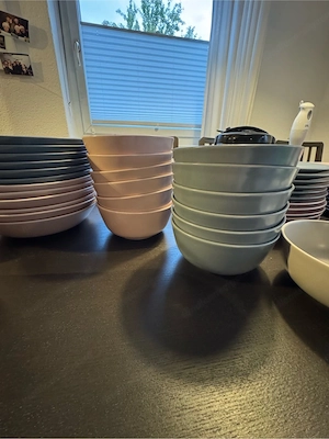 Ikea Geschirr Dinera 6x rosa, 6x graublau Bild 3